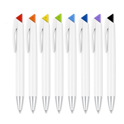 [S0303010071] White Retractable Ballpoint Pen