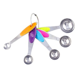 [S0501000207] Stainless Measuring Spoons with Silicone Handle Set