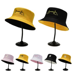 Double sided Fisherman Bucket Hat Cotton Flat Bucket Cap