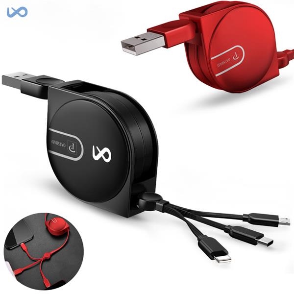 3 in 1 Telescopic Fast Charging Data Cable with Phone Holder
