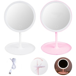 Led monochrome rechargeable round mirror