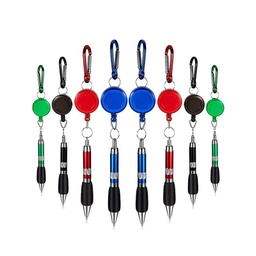 Retractable Soft Grip Metal Pen with Carabiners