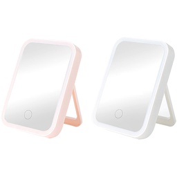 Plastic LED Lighted Folding Makeup Mirror    Led Monochrome Rechargeable Makeup Mirror