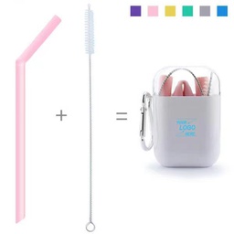Portable Folding Straw Set/Straight Silicone Straw With Case