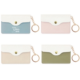 Faux Leather Mini Wallet Card Bag with Key chain/ Coin Pouch