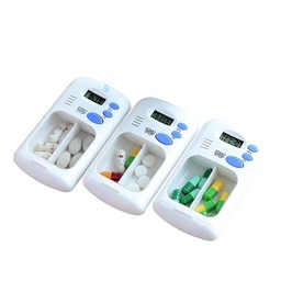 [S0500000513] 创意迷你智能吃药提醒器 透明格电子双格药盒 便携式电子定时药盒
