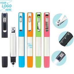 Plastic Ballpoint Pen with Nail Clippers/LED/ruler