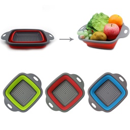 Square Folding Silicone Drainage Basket for Fruit Vegetable