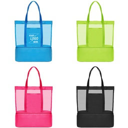 Mesh Tote Bags with Insulated cooler / Mesh Cooler Tote Bags / Nautical Insulated Beach Bag