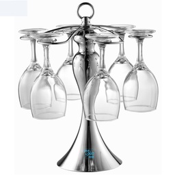 [S0504000077] Six Wine Glass Drying Holder / Stainless Steel Glass Rack