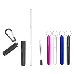 [S1505000016] Portable Collapsible Straw with Cleaning Brush reuseable