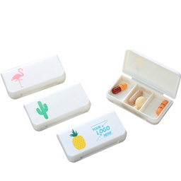 Rectangle 3 Compartments Pill Box / Pill Case