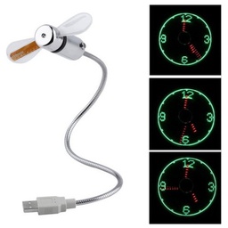 [S0605000061] USB Powered LED Light Clock Desk Fan