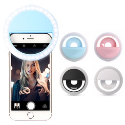 Phone Selfie Round LED Ring Fill Light Recharging w/ Clip
