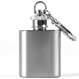 [S0504000079] 1OZ Mini Pocket Stainless Steel Wine Pot Keychain