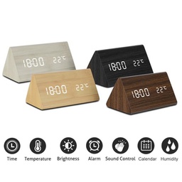 [S0502000294] Temperature and Humidity Wood Style Alarm Clock
