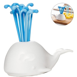 [S0502000300] New Design Creative Lovely Whale Spray Fruit Fork