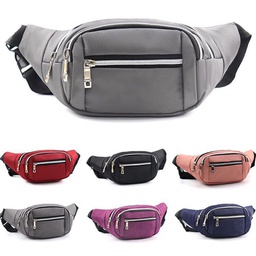 [S1301000065] Oxford Triple Zipper Fanny Pack