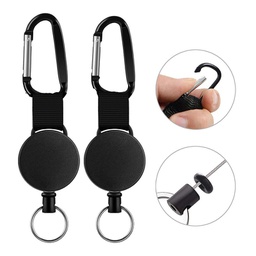 [S0103030079] Round Retractable Key Holder with Carabiner Clip