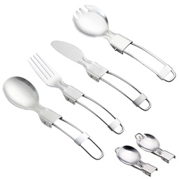 [S0501000351] 不锈钢折叠叉子勺子餐具 小刀 沙拉勺 带叉折叠勺 户外便携套装