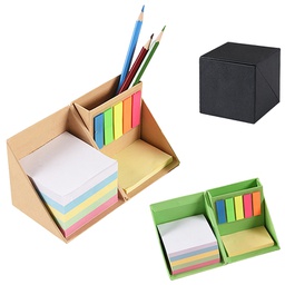 创意折叠便签盒 四方立体便利贴带笔筒彩色PET组合定制LOGO