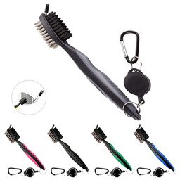 Retractable Double Side Golf Brush With Clasp