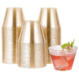 [S0502070158] 9oz Disposable Golden Transparent Plastic Cup