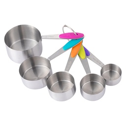 5pcs Stainless steel measuring cup with scale and silicone handle