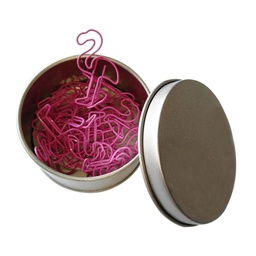 [S0300000571] Flamingo Shaped Paper Clips in Tin Container