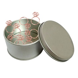 [S0300000583] Diamond Ring Shaped Paper Clips in Tin Container