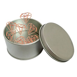 [S0300000584] Diamond Shaped Paper Clips in Tin Container