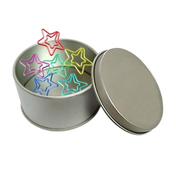 Star Shaped Paper Clips in Tin Container