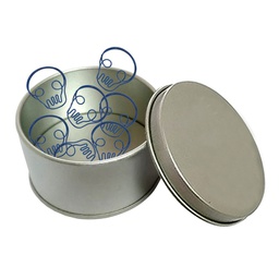 Skull Shaped Paper Clips in Tin Container