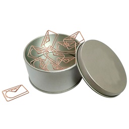 [S0300000594] Envelope Shaped Paper Clips in Tin Container